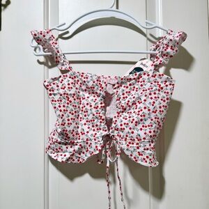 Cherry Print Crop Top with Tag